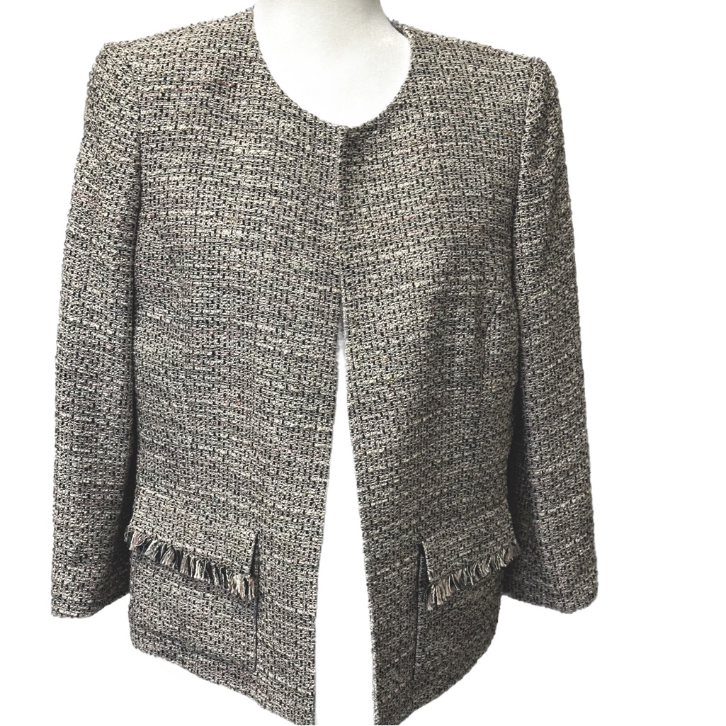 Women’s Kasper Tweed Jacket | Ivory/Tan/Black | 12p Nwt